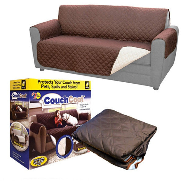 Double Sofa Cover – Reversible & Washable Couch Sofa Coat Cover (Brown)