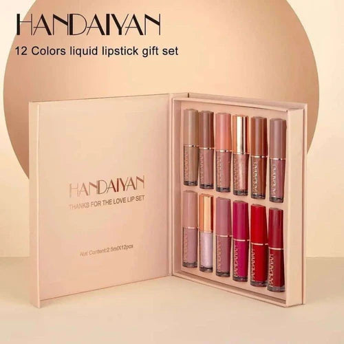 Handaiyan 12 Colors Matte Liquid Lipstick Set – Long Lasting & Waterproof