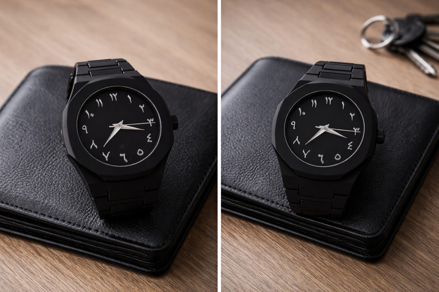 BLACK AURA Watch with Eastern Arabic Numerals –Water Proof & Classic & Timeless Design
