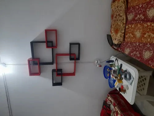 Wall Mounted Wooden Decorative Shelves – 6-Tier Intersect Box Rack for Home & Office Décor (Customizable)