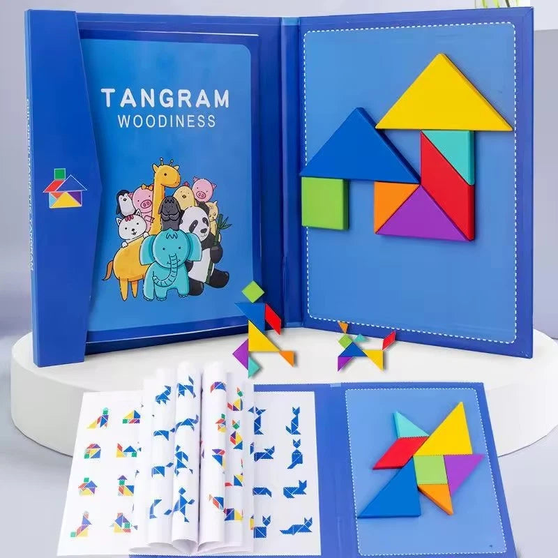 Wooden Puzzle Tangram Book – Fun, Learning & Brain Development for Kids