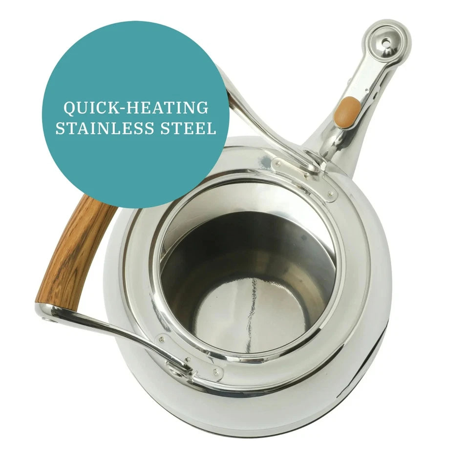 Premium Stainless Steel Kettle with Wooden Handle – Elegant & Durable