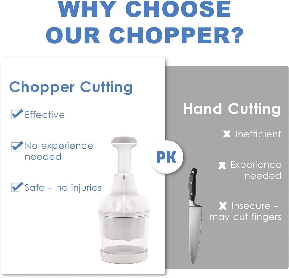 Key Features Sharp stainless steel blades for efficient chopping