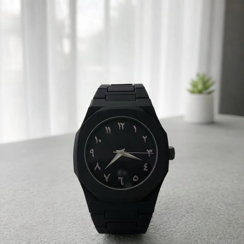 BLACK AURA Watch with Eastern Arabic Numerals –Water Proof & Classic & Timeless Design