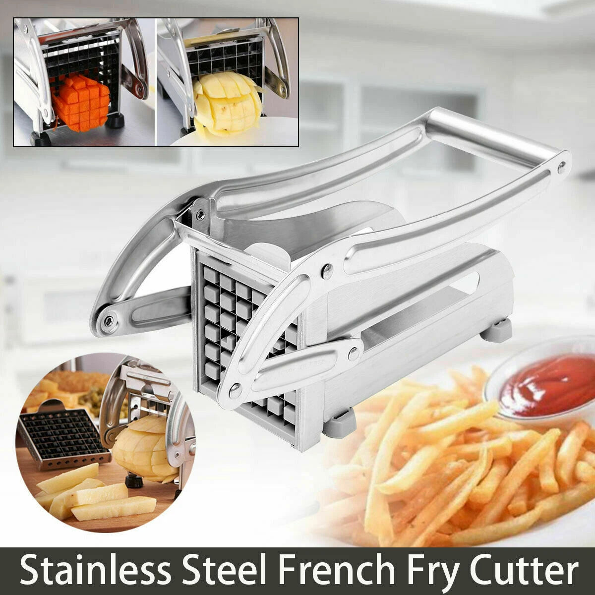 stainless Steel French Fry Cutter – Heavy-Duty Potato & Vegetable Slicer for Perfect Fries